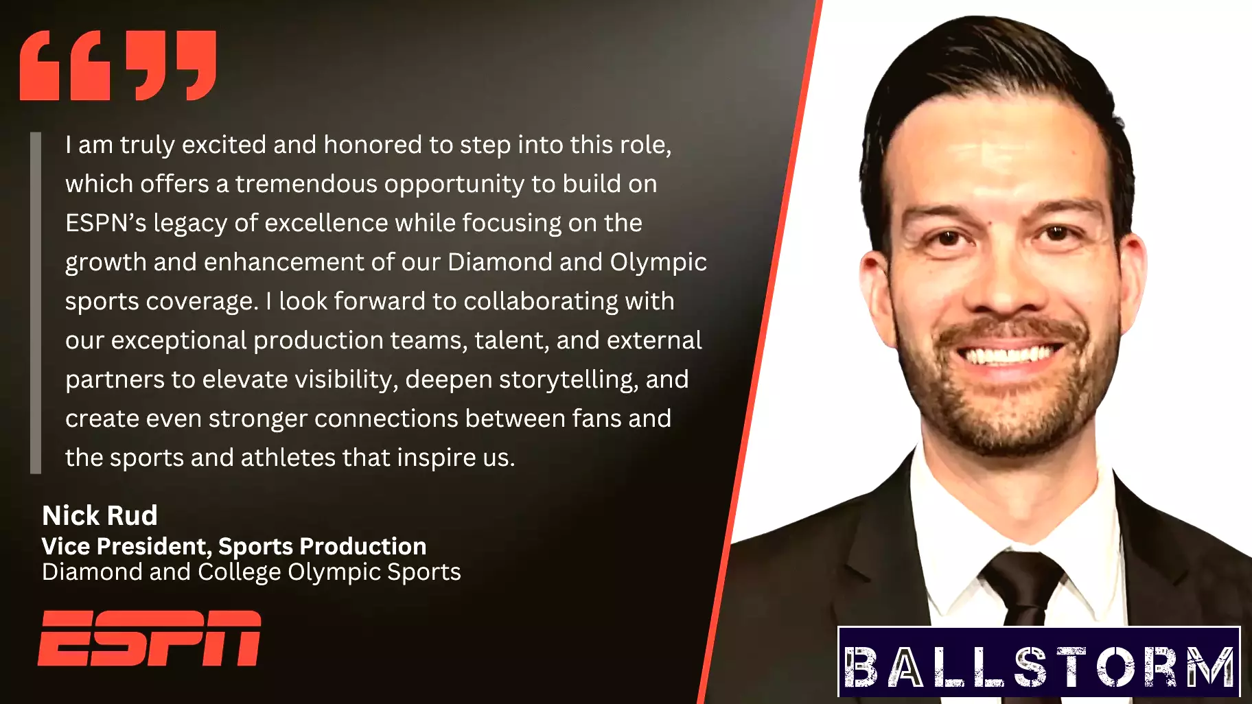 ESPN Elevates Nick Rud to Vice President of Sports Production for Diamond and College Olympic Sports